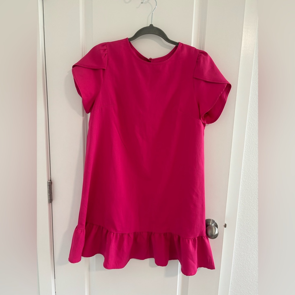 Vibrant Pink Ruffle Hem Dress